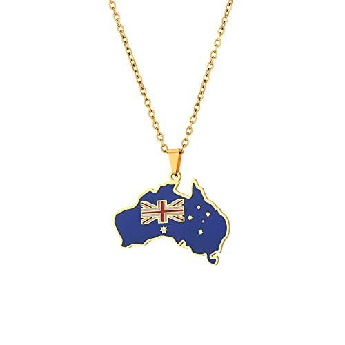 Cernomal Australien-Karte-Flagge-Anhänger-Halskette – Party-Kleid-Accessoires, Ethno-Stil, Charm-Halsband, Patriotisches Symbol, Krawatte, Geschenk, Karte-Pullover-Kette Für Unisex-Sch