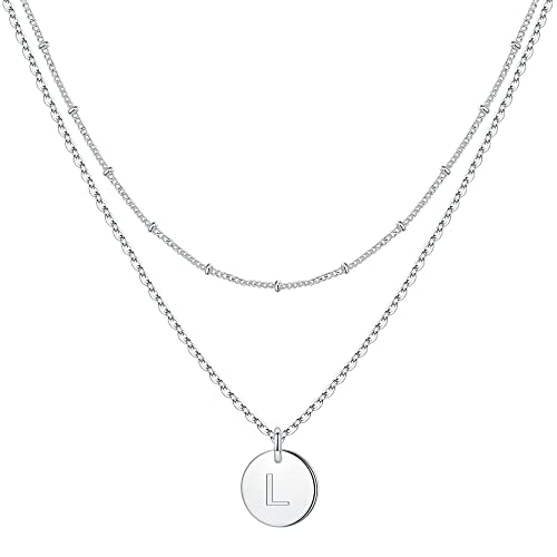 TINGN Kette Silber Kette Mädchen Kette mit Buchstaben Kette Mädchen Geschenke für Mädchen Kette Silber Damen Mädchen Geschenke Buchstaben L Kette Silber Schmuck Kinder