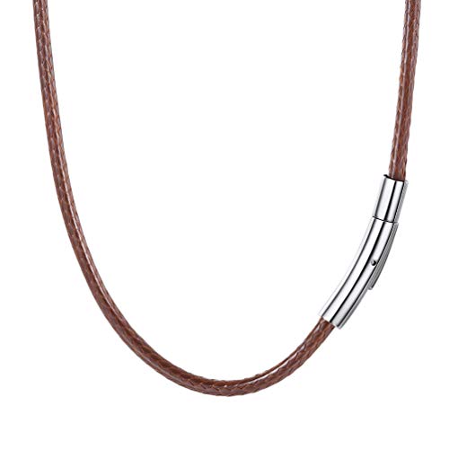 PROSTEEL 3mm Braun geflochten Lederkette Lederband Kunstleder Halskette/Armband Ersatzkette für Anhänger Edelstahl Verschluss(55cm/22)