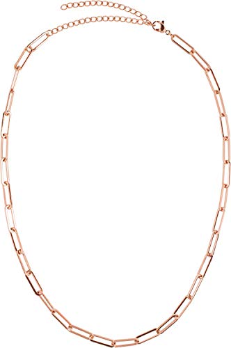 styleBREAKER Damen Edelstahl Kette ohne Anhänger mit grober Gliederkette, Halskette, Halsschmuck, Schmuck, Chain Optik 05030064, Farbe:Rosegold