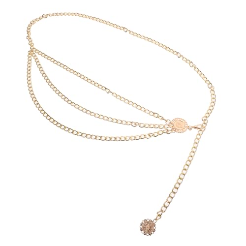 Holibanna Modische Sonnenblume Bauchkette Für Damen Glänzende Taille Kette Vintage Ethno Stil Goldfarbene Körperkette Perfekt Für Sommer Strand Und Bikini Outfits