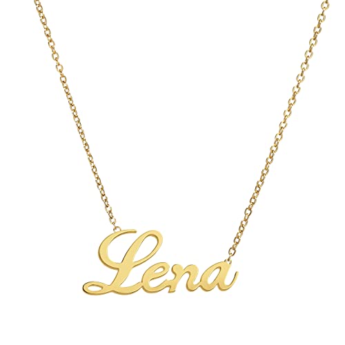 ANDANTE Premium Collection - Namenskette Lena 14K Gold Edelstahl Halskette Personalisierte Kette mit Namen - längenverstellbar 43 cm - 48 cm