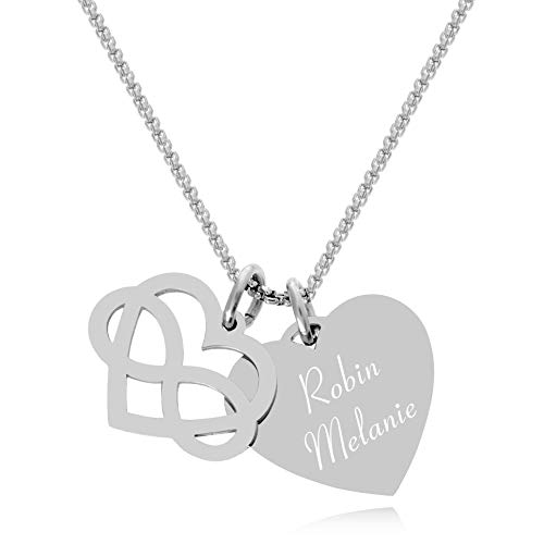 TIMANDO Damen Herz Unendlichkeitszeichen Kette mit Gravur Namenskette Personalisierte Halskette mit Namen Geschenk für Freundin