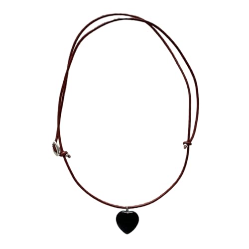 MISUVRSE Verstellbare Halskette mit Anhänger aus Naturstein für Damen, Vintage-Stil, ethnische Halskette, Harajuku-Schmuck, böhmischer Naturstein, Lederkette, Halskette für Damen
