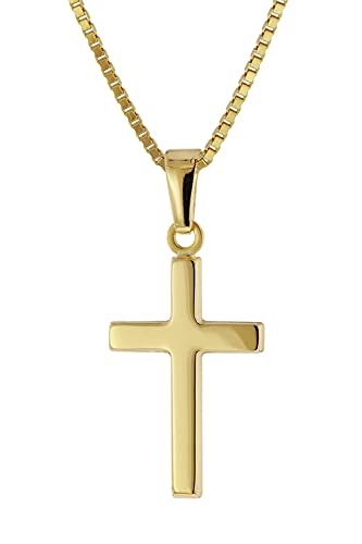 trendor Damen Kreuz-Anhänger 333 / 8K Gold + Vergoldete Silberkette 51056-38 38 cm