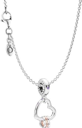 Pandora Halskette 925 Silber mit Charm Herzen Highlights eleganter Halsschmuck, wunderschönes Geschenk-Set für modische Frauen, 75252