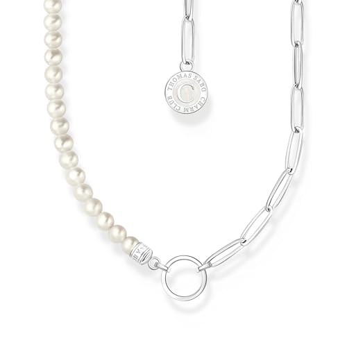 THOMAS SABO Member Charm-Kette mit weißen Perlen und Charmista Coin Silber 925 Sterlingsilber, Kaltemail