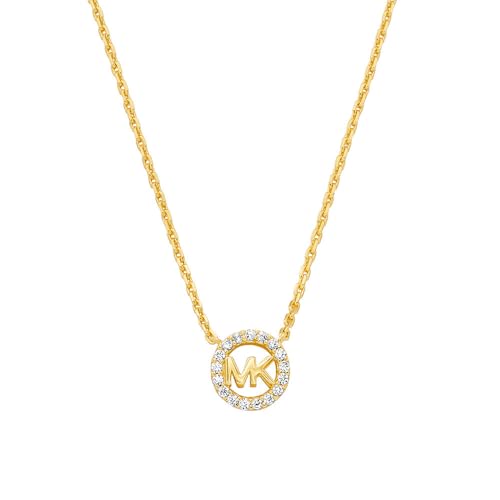 Michael Kors – Damen-Halskette Premium Kors MK aus goldfarbenem Sterlingsilber mit Logo-Anhänger, MKC1726CZ710