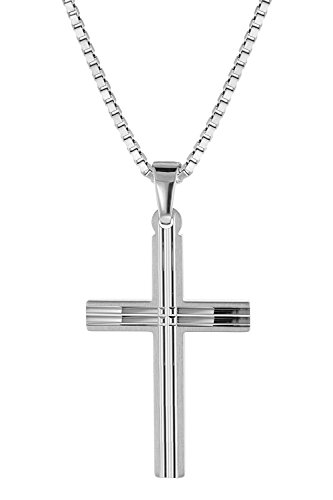 trendor Kreuz mit Herren-Halskette 925 Silber Kette Herren Kreuz-Anhänger, modische Geschenkidee, zeitloser Herrenschmuck 08480-45 45 cm