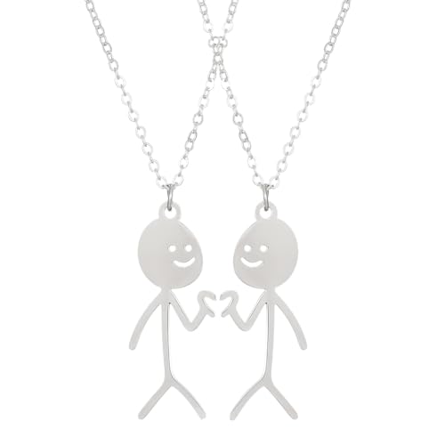 ZXUSHE Ketten für Damen,Ketten für Herren,Paar-Halskette, Gute-Freund-Halskette, Graffiti-Edelstahl-Halskette (2 Stück)