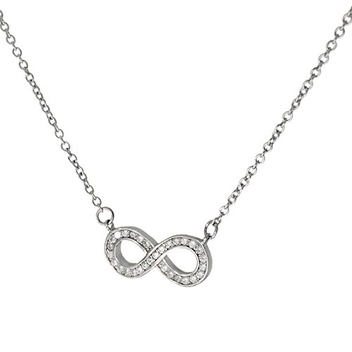 Melina Damen-Kette mit Anhänger Infinity Unendlichkeit Collier rhodiniert Ankerkette verstellbar 42-45 cm Silber 925-2000003