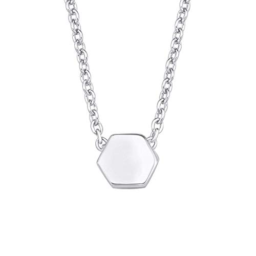 s.Oliver Damen Kette mit Anhänger, Halskette Silber 925 Hexagon Geschenk
