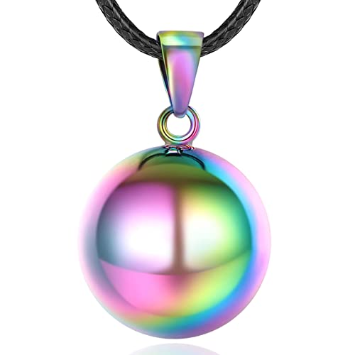 EUDORA Harmony Ball Mexiko Bola Klangkugel Kette Schwangerschaft Schutzengel Anhänger für Damen, Bunte Glocken Halskette Engelsrufer Kette mit Anhänger Schmuck Geschenke für Frauen Mutter