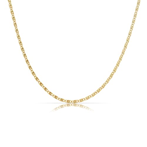 Made by Nami Minimalistische Halsketten Damen • Dezente Edelstahl Halskette mit starkem Karabiner-Verschluss • Choker-Kette Frauen & Mädchen • Filigrane Gliederkette • Geschenk für Sie (S-Design Gold)