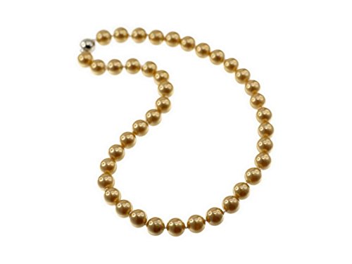Creative-Beads Muschelkernperlen Kette mit 12mm Perlen, geknotet mit Magnetverschluss, Kettenlänge ca.45cm, golden Shadow