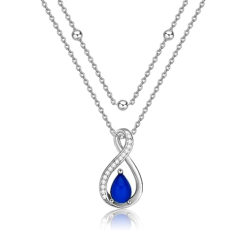 HUKKUN Unendlichkeitszeichen Layering Kette Doppelkette Damen 925 Sterling Silber Geschichtete Halskette Unendlichkeitszeichen Schmuck Geschenke für Damen