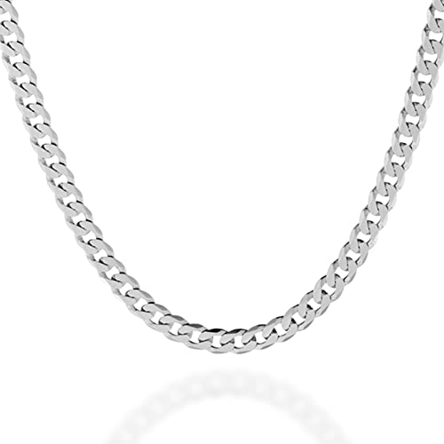QUADRI - Elegante Halskette aus Panzerkette (Cubana) - Breite 7mm - für Männer und Frauen aus 925er Echtsilber - Länge 45 cm - Silberkette Halskette Kette anlaufgeschützt - Zertifikat Made in Italy
