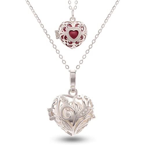 PYA Symphony of Hearts Engelsrufer Ketten Set mit Anhängern und Klangkugeln aus 925 Sterling Silber | Individueller Damen Schmuck aus Herz - Kettenanhängern, Schutzengel- Halsketten und Farbkugeln.