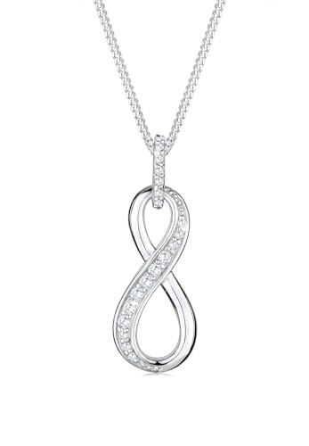 Elli Halskette Silber 925 Unendlichkeitszeichen Anhänger Kette Damen Zirkonia Kristall Schmuck Geschenke für Frauen Mädchen Mama Freundin, Infinity Silberkette Länge 45 cm