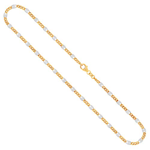 EDELIND Goldkette, Panzerstegkette Bicolor Gelbgold/Weißgold 585 / 14K, Länge 50 cm, Breite 3.1 mm, Gewicht ca. 5.5 g., NEU