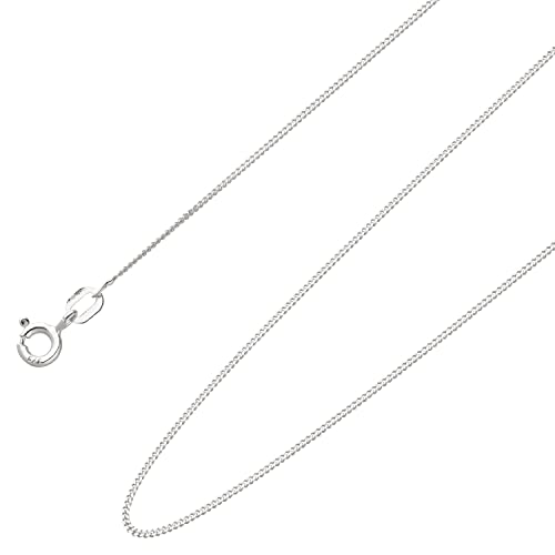 Ardeo Aurum Unisex Damen Herren Kette aus 375 Gold Weißgold Panzerkette Halskette 1 mm Breite und 50 cm Länge mit Federringverschluss