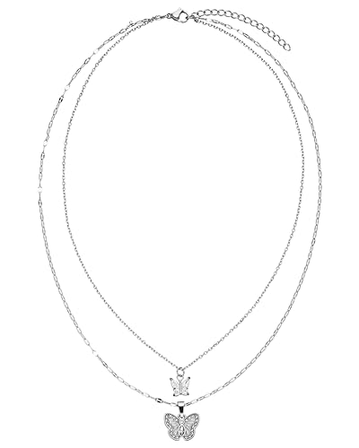 Purelei® Magical Butterfly Kette (Silber) – Halskette aus langlebigem Edelstahl – Wasserfeste Damen Kette – Geschenk für Freundin – Modeschmuck für deinen individuellen Look