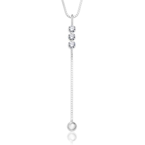Damen dezente Halskette echt Silber 925 Swarovski Elements klar längen-verstellbar Schmuck-Beutel Frauen Geschenk