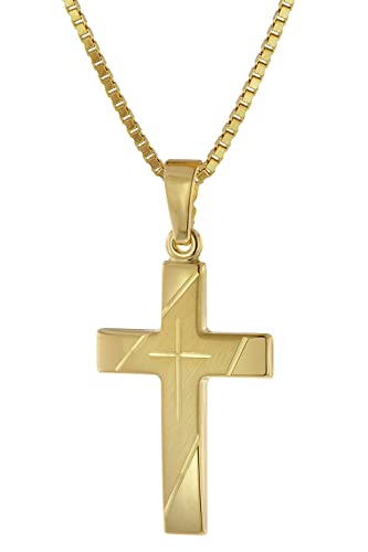 trendor Kreuz Anhänger Gold 333 mit goldplattierter Silberkette 75676-42 42 cm