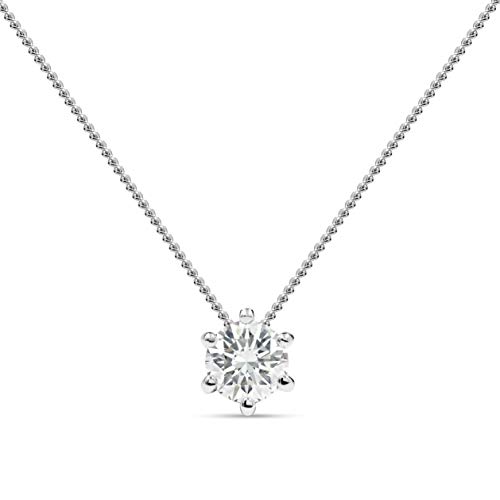 MIORE Schmuck Damen 0.20 Ct Diamant Halskette mit Kettenanhänger Solitär Diamant Brillant Kette aus Weißgold 14 Karat / 585 Gold