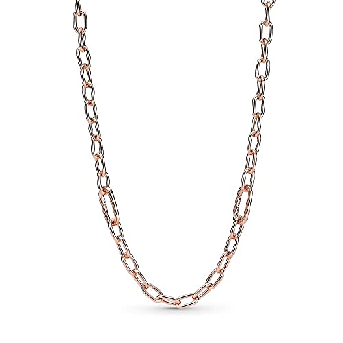 PANDORA ME Link Chain Halskette 50cm mit 14 Karat rosévergoldeter Metalllegierung, Kompatibel mit PANDORA ME Armbänder, Höhe: 6mm, 389685C00-50