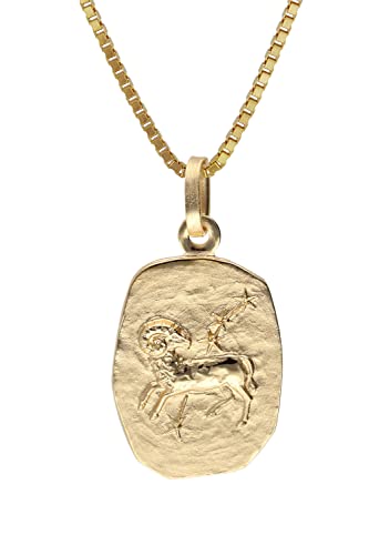 trendor Widder Sternzeichen Gold 333 / 8K mit vergoldeter Silberkette Tierkreiszeichen Anhänger für Damen oder Herren, zeitloser Halsschmuck 15382-04-45 45 cm