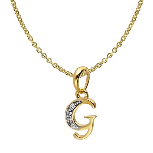 trendor Buchstaben-Anhänger G Gold 333/8K mit vergoldeter Silberkette modisches Schmuckstück aus Echtgold für Damen, tolle Geschenkidee, 41520-G-42 42 cm