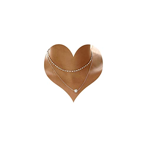 TseenYi Geschichtet Halskette Strass Choker Perle Anhänger Kette Halskette Silber Zirkonia Choker Mehrschichtige funkelnde Strass Halskette Schlüsselbeinkette Hochzeitsschmuck