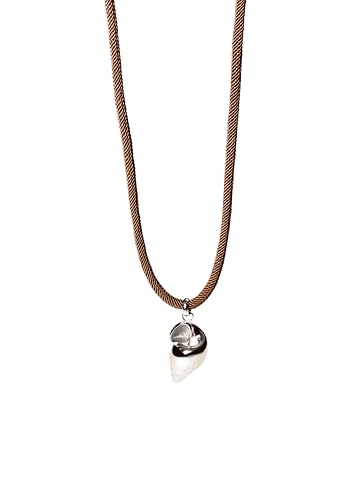 Purelei® Muschel-Kette mit gedrehtem Band – Maritimer Anhänger & Edelstahl in Gold, Silber oder Roségold – 40–45 cm – Dunkelbraun – Sommerlicher Boho-Stil (Silver)