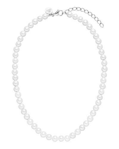 Purelei® White Pearl Kette (Silber) – Wasserfeste Halskette aus langlebigem Edelstahl – Necklace mit Seashell Pearls – Modeschmuck für deinen individuellen Look – Perlenkette Damen