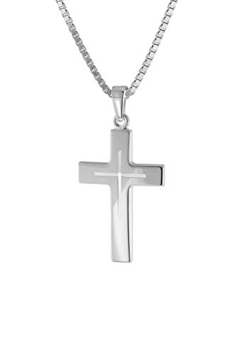 trendor Silber-Herrenkette mit Kreuz Kette für Herren Kreuz-Anhänger 83624