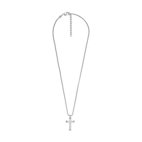 Fossil Halskette Für Männer, Länge: 508mm+50.8mm, Breite: 16.8mm, Höhe: 31.8mm Silberne Edelstahl Halskette, JF04401040