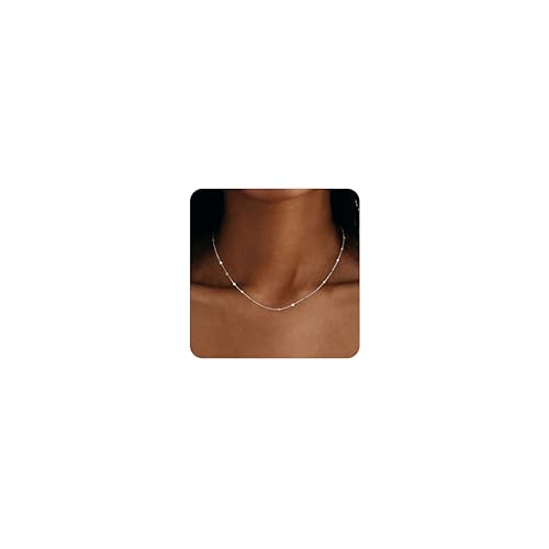JeweBella Kette Gold Damen Wasserfest Halskette Damen Gold 18K Vergoldet Kette/Herz/Kugel/Rund/Perlenkette Dünn Silberkette Goldkette Damen Choker Kette Silber/Gold Schmuck Geschenke
