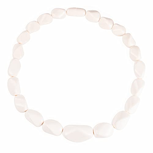 ZAVANA 55 cm Lange Statement-Halskette für Damen, handgefertigte Boho Chunky Halskette für Frauen in Weiß, Chunky Kette mit weißen gedrehten Harz-Gliedern, ungewöhnliche weißer Bohème-Modeschmuck