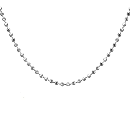 Epinki Männer Halskette 90 cm, Herren Kugelkette Silber Kette Edelstahl Lang Breit 3.2MM Freundschaftskette Hip Hop