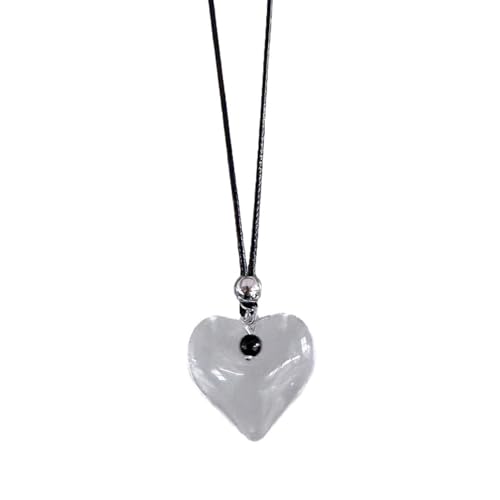 Avejjbaey Stilvolle, elegante Liebesherz-Anhänger-Charm-Halskette mit verstellbarer Lederkette, Schmuckzubehör für trendige