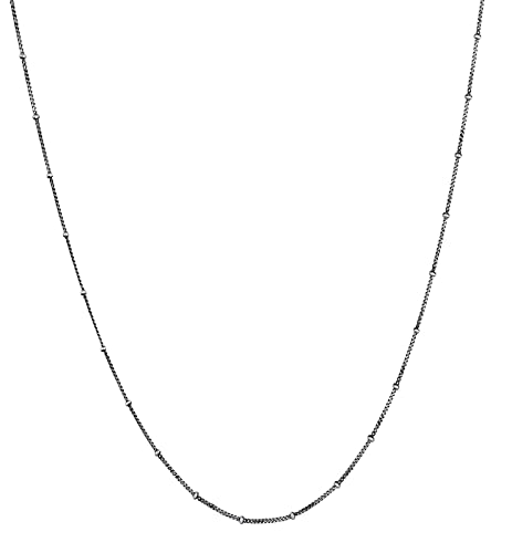 Kuzzoi Silber Halskette, Basic Kugelkette für Männer, Handgefertigte Herrenkette (1 mm) aus 925er Silber oxidiert, Silberkette für Anhänger, Länge 50 cm