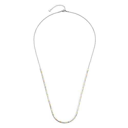 Leonardo Piera Halskette aus Edelstahl 1 Stück, mittellange bicolor Perlenkette, Kette aus würfelförmigen Edelstahl-Perlen, Damenschmuck, 021464