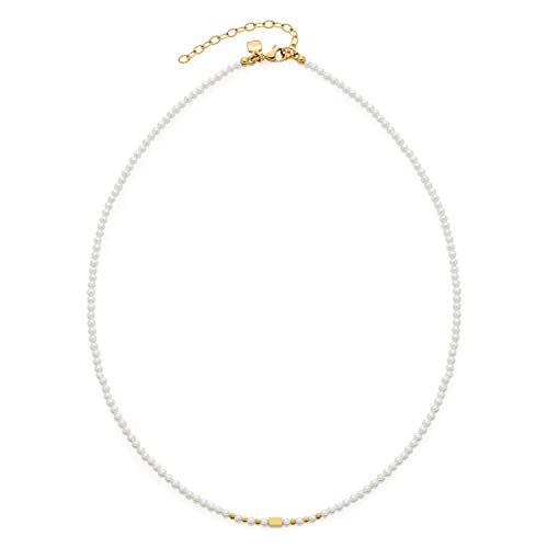 JEWELS BY LEONARDO Halskette Ciao Doro filigrane Perlen-Kette aus goldfarbenem Edelstahl weiße Imitaions-und goldenen Edelstahlperlen 40-45 cm Länge Damen Schmuck Geschenk 022118