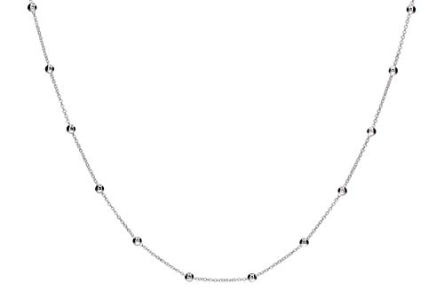 SILBERMOOS Damen Kette Kugelkette Dots Kugeln Kügelchen Silberkette, 925 Sterling Silber, 42 45 50 60 100 cm, Länge:42 cm