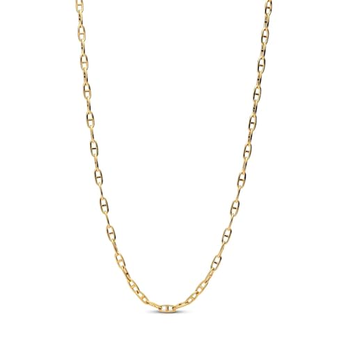 PANDORA Moments Ankerketten-Halskette aus 14 Karat vergoldetem Sterling Silber, Kompatibel Moments Anhänger, Größe: 55cm, 363899C00-55