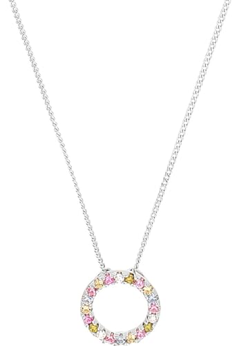 s.Oliver Kette mit Anhänger 925 Sterling Silber Damen Halsschmuck, mit Zirkonia synth., 42+3 cm, Silber, Kommt in Schmuck Geschenk Box, 2037837