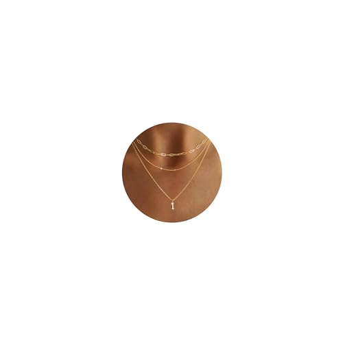 FIOROYAL Kette Mit Buchstaben - 14K Vergoldet Initialen Halskette, Layered Goldkette Mit Namen, Exquisit Anhänger A-Z Namenskette Personalisierte für Damen Mädchen I