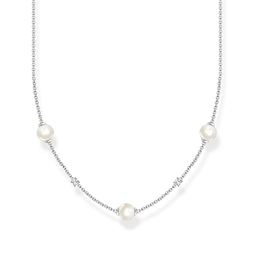 THOMAS SABO Damen Kette Perlen mit weißen Steinen 925 Sterlingsilber KE2120-167-14-L45V