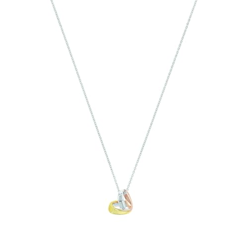 Amor Kette mit Anhänger 925 Sterling Silber Damen Halsschmuck, 42+3 cm, Tricolor, Herz, Kommt in Schmuck Geschenk Box, 2039995